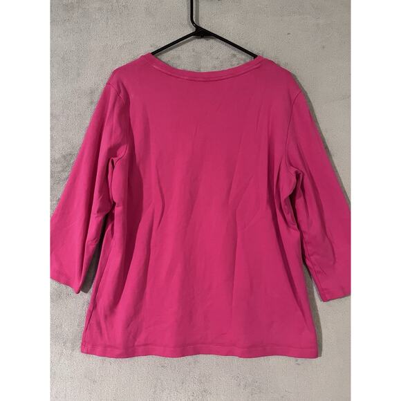 Chicos True Color Solid Top Dark Pink Womens Sz 3 US XL V-neck 3/4 Sleeve Tee - Picture 6 of 7